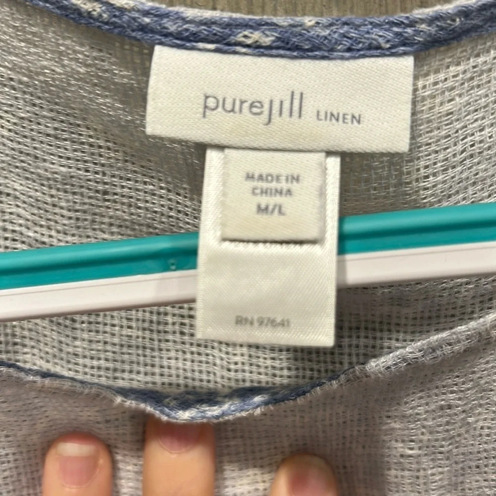 J Jill Blue and White Ombre Linen Blouse - Picture 2 of 3